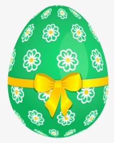 And Picture Egg Yellow Bow Green Flowers Clipart - Transparent Background Easter Egg Clipart, HD Png Download, Free Download