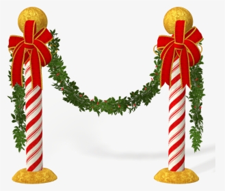 Candycane Poles With Mistletoe - Candy Cane Pole Decoration, HD Png Download, Free Download