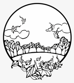 Fall Drawing Outline - Autumn Clipart Black And White, HD Png Download, Free Download