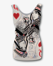 Women"s Queen Of Hearts Tank Top - Queen Of Hearts Card Tattoo, HD Png Download, Free Download