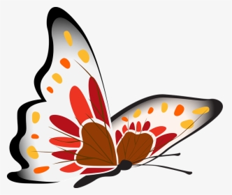 Butterfly White Red - Papillon Clipart, HD Png Download, Free Download