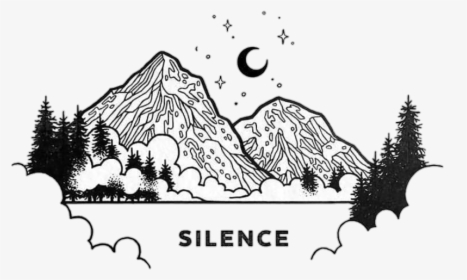 #silence #moon #mountain #tumblr #blackandwhite - Mountain Tumblr Black And White, HD Png Download, Free Download