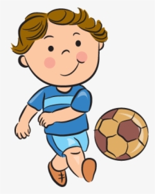 Boy Playing Football Vector Png Clipart Image - Kids Sport Art, Transparent Png, Free Download