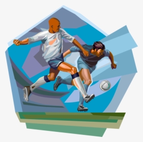 Vector Illustration Of Football Soccer Players Chase - Playing Soccer Clip Art, HD Png Download, Free Download