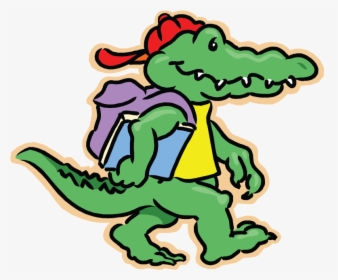 Alligator With Backpack Clipart - Alligator School Clip Art, HD Png Download, Free Download