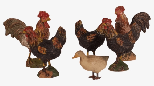 Collection Of Five O & M Hausser Elastolin Chickens - Rooster, HD Png Download, Free Download