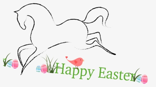 Illustrations And Clipart Pretty Line Art Horse Happy - Drawings Of Easter And Horses, HD Png Download, Free Download
