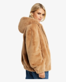 Bella Zip Faux Fur Jacket In Colour Almond - Fur Clothing, HD Png Download, Free Download