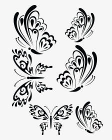 Swirly Butterfly Png Black And White - Butterfly Patterns For Stencils, Transparent Png, Free Download
