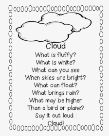 Poem For First Grade Clipart Poetry Rhyme Poems About - Rhyming Poem About Clouds, HD Png Download, Free Download