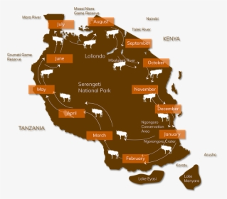 Great Wildebeest Migration Map, HD Png Download, Free Download