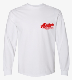 White Long Sleeve Red Front - Long-sleeved T-shirt, HD Png Download, Free Download