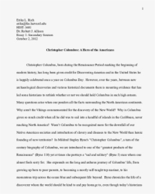 Christopher Columbus A Hero Essay, HD Png Download, Free Download