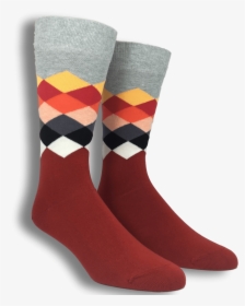 Grey, Red, And White Faded Diamond Socks By Happy Socks"  - Sock, HD Png Download, Free Download
