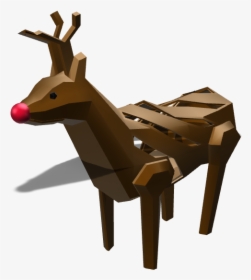 Low Poly Rudolph The Red Nosed Reindeer - Reindeer, HD Png Download, Free Download