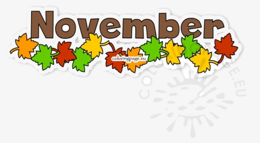 November Autumn Leaves Month Clipart Coloring Page, HD Png Download, Free Download