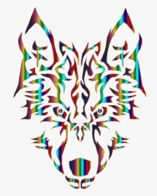 Chromatic Symmetric Tribal Wolf 3 No Background - Wolf Head Transparent Background, HD Png Download, Free Download