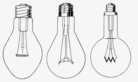 Three Old Light-bulbs Clip Arts - Three Bulbe Clipart Black And White, HD Png Download, Free Download