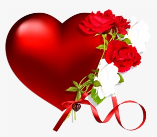 Heart Png Red And White Flower - Red Roses And Red Hearts, Transparent Png, Free Download