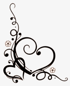 Heart Corner Border Black And White, HD Png Download, Free Download