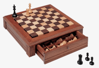 Chessboard With Drawer - Wooden Chess Board With Drawer, HD Png Download, Free Download