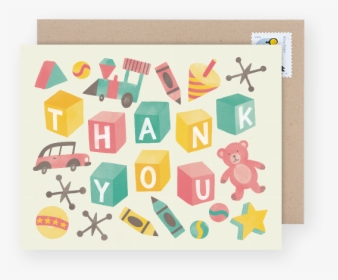 Vintage Toys Illustration On A Baby Shower Thank You - Greeting Card, HD Png Download, Free Download