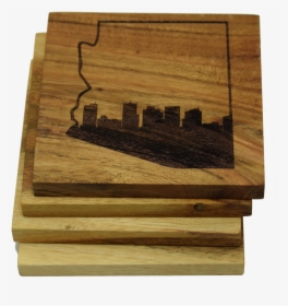 Phoenix Arizona Skyline Within State Outline Coasters - Plywood, HD Png Download, Free Download