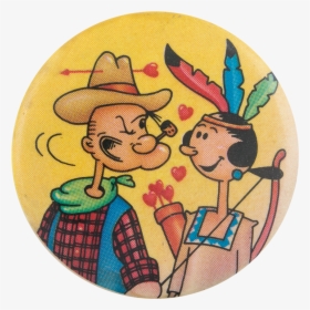 Cowboy Popeye And Olive Oyl Entertainment Button Museum - Olive Oyl Native American, HD Png Download, Free Download