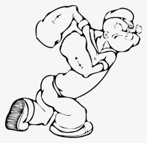 Popeye Outline Svg Clip Arts - Popeye The Sailor Drawings, HD Png Download, Free Download