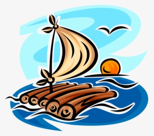 Vector Illustration Of Shipwrecked Castaway Homemade - Raft Clip Art, HD Png Download, Free Download