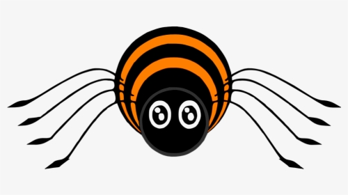 Spider, Stripes, Cartoon, Black, Orange, Front, Legs - Animated Picture Of A Spider, HD Png Download, Free Download