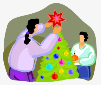 Vector Illustration Of Decorating Christmas Tree With - Illustration, HD Png Download, Free Download
