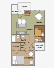 1 Bedroom 1 Bathroom Apartment For Rent At Orange Tree - Floor Plan, HD Png Download, Free Download