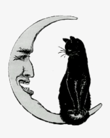 Halloween Png Vintage - Vintage Crescent Moon Art, Transparent Png, Free Download