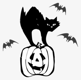 Halloween Cat Png Photo - Jack O Lantern Bats Black And White, Transparent Png, Free Download