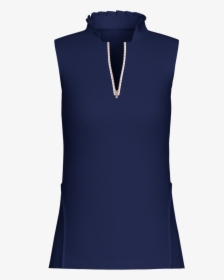 Blue Ruffle Collar Sleeveless Golf Shirt - Necklace, HD Png Download, Free Download