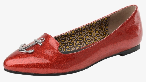 Red Sparkle Anchor Patent Pointed Toe Flats - Slip-on Shoe, HD Png Download, Free Download