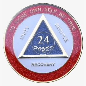 Red And Blue Sparkle 24 Hour Triplate Aa Medallions - Badge, HD Png Download, Free Download