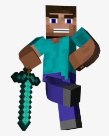 Minecraft Steve With Sword, HD Png Download, Free Download