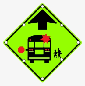 S3-1 School Bus Stop Ahead - Stop For School Bus Road Sign, HD Png Download, Free Download