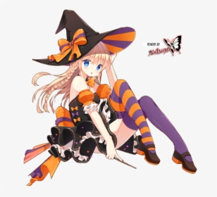 Transparent Anime Hat Png - Halloween Anime Girl Render, Png Download, Free Download