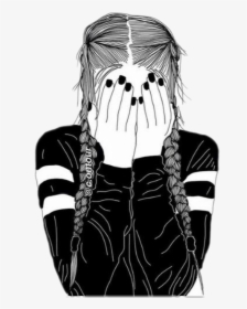 Drawing Of A Girl With Braids, HD Png Download, Free Download