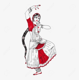 Transparent Tap Dance Clipart - Girl Dancing Drawing Indian, HD Png Download, Free Download