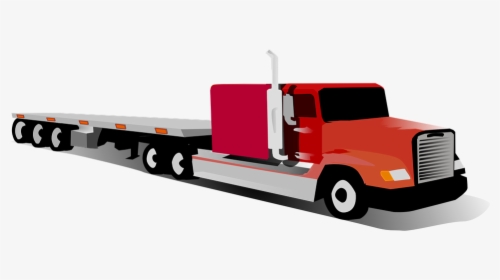 Trucking Vector Line Art - Flatbed Truck Clip Art, HD Png Download, Free Download