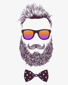 Fashion Sunglasses Illustration Royalty-free Vector - Bearded Man Face Hipster, HD Png Download, Free Download