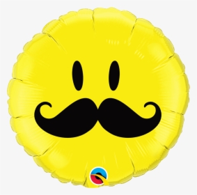 Emoji Smiley Face Mustache 18 Inch Foil Balloon - Balloons W Smiley Face, HD Png Download, Free Download