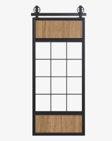 Metal Barn Door With Glass And Wood Panels - Shōji, HD Png Download, Free Download