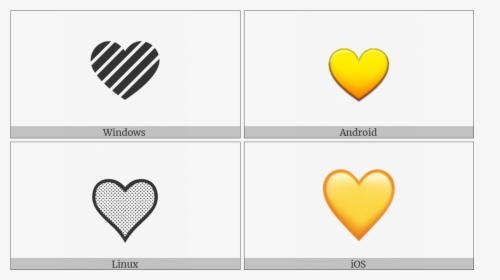 Yellow Heart On Various Operating Systems - Heart, HD Png Download, Free Download