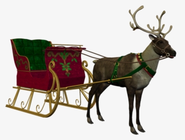 Reindeer With Sleigh Real, HD Png Download, Free Download