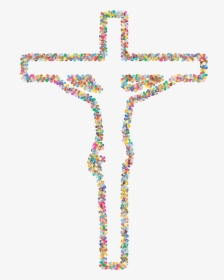 Prismatic Floral Crucifix Outline - Png Outline Of Cross, Transparent Png, Free Download